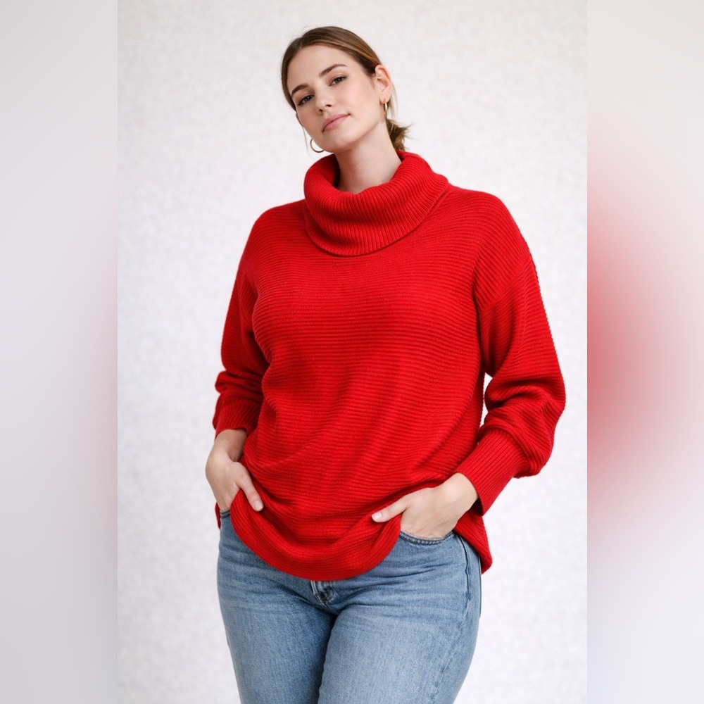 Cyrus Vibrant Red Turtleneck Sweater